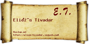 Eliás Tivadar névjegykártya